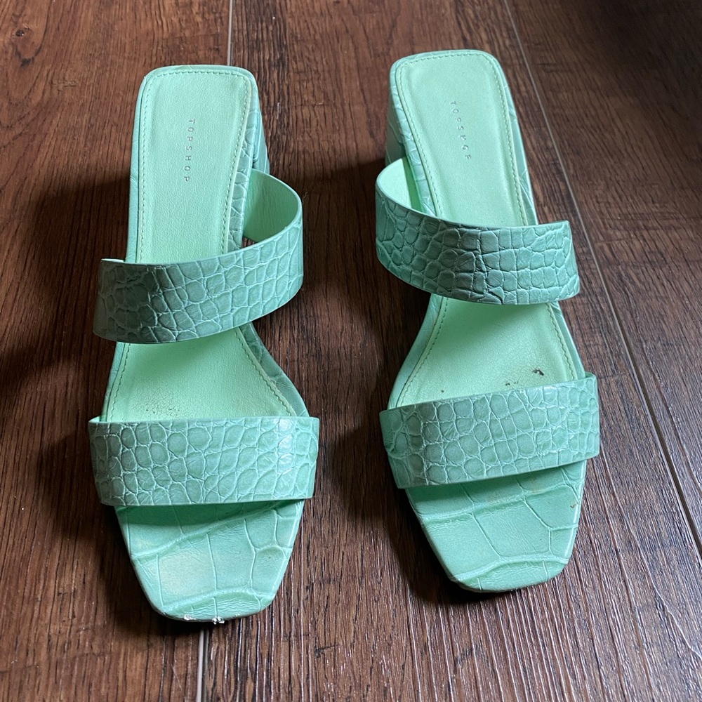 Topshop Mint Croc Sandals